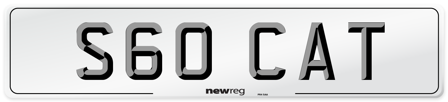 S60 CAT Number Plate from New Reg